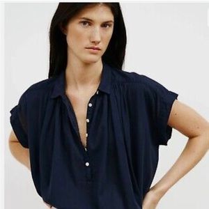 Nili Lotan Normandy Blouse - Navy - Sz Sm